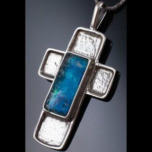 Roman Glass Cross Pendant Necklace